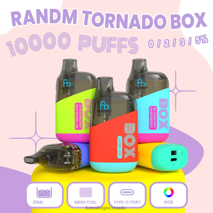 Fumot Tornado 8D68N342 Box 10000 Disposable Vape Pod - 20ML (1 Piece) Lush Ice Fumot puffs