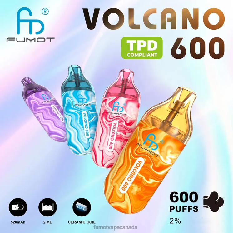 Fumot Volcano 8D68N288 600 TPD-Compliant Disposable Vape - 2ML (3 Pieces Set) Triple Mango Fumot disposable vape