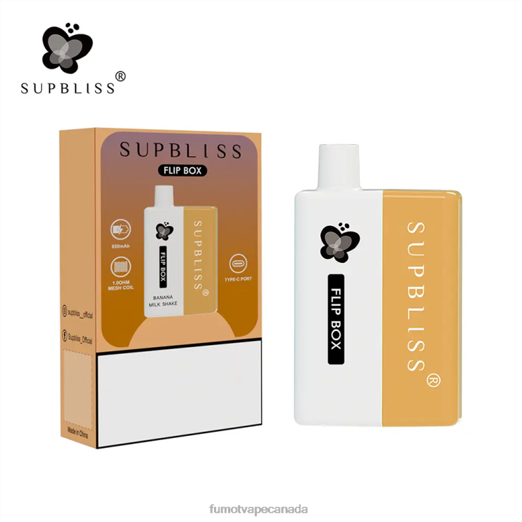 Fumot Supbliss Flip 8D68N330 Box 6000 Replaceable Vape Kit - 10ML (1 Piece) Banana MilkShake Fumot vape online shop