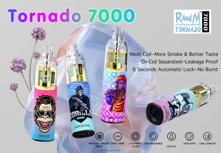 Fumot Tornado 8D68N107 7000 Disposable Vape Pen - 14ML (1 Piece) Tiger Blood Fumot vape price