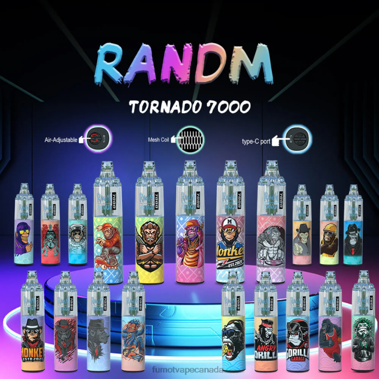 Fumot Tornado 8D68N107 7000 Disposable Vape Pen - 14ML (1 Piece) Tiger Blood Fumot vape price