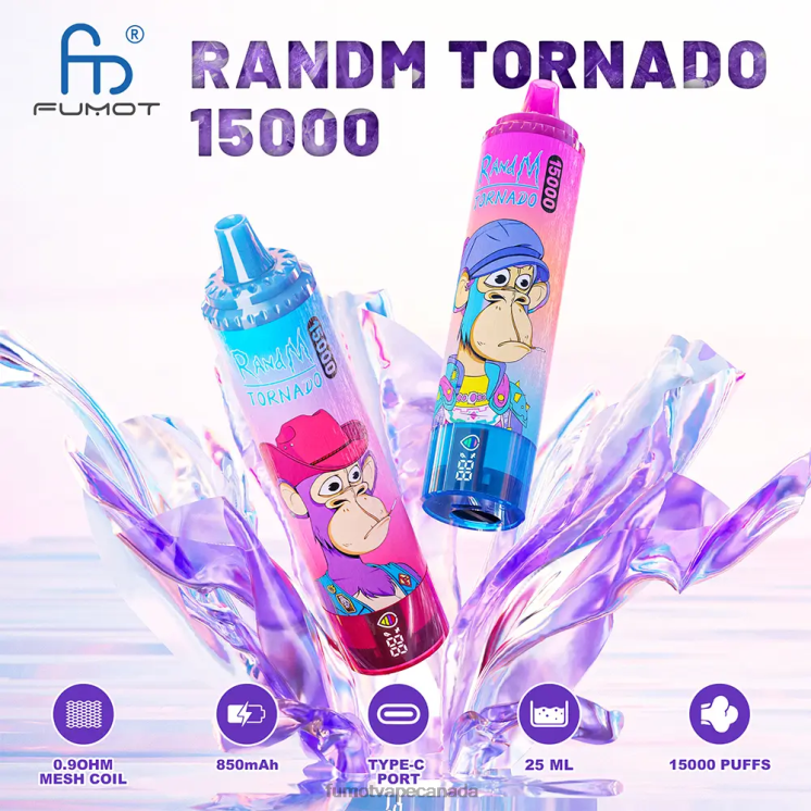 Fumot Tornado 8D68N158 15000 Disposable Vape 25ML (1 Piece) Apple Peach Pear Fumot disposable vape