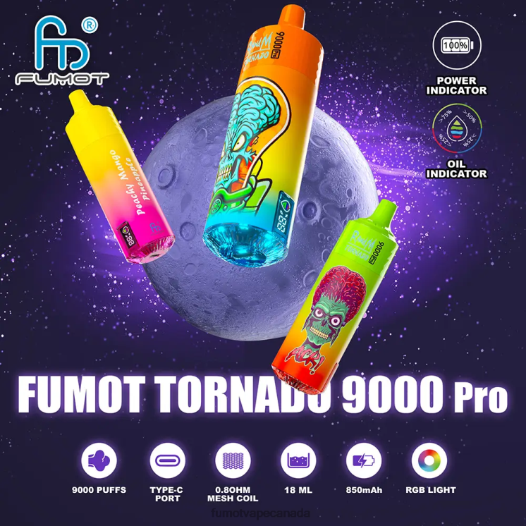 Fumot Tornado 8D68N199 9000 Pro Disposable Vape - 18ML (1 Piece) Aloe Grape Fumot vape review