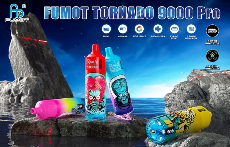 Fumot Tornado 8D68N216 1 Piece 9000 Pro 18ML Disposable Vape Grape Fumot tech