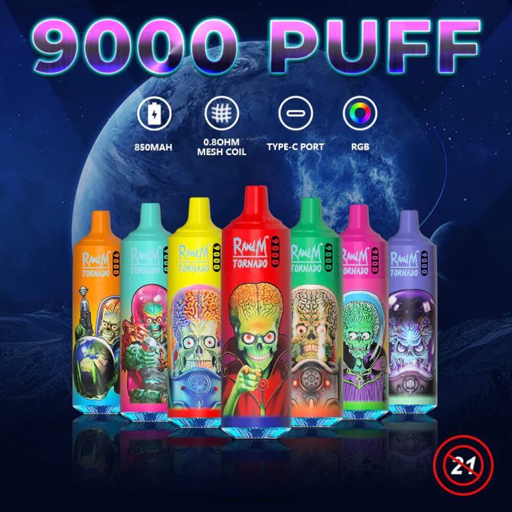 Fumot Tornado 8D68N35 Disposable Vape Pen 9000 - 18ML (1 Piece) Bluelicious Ice Fumot shop