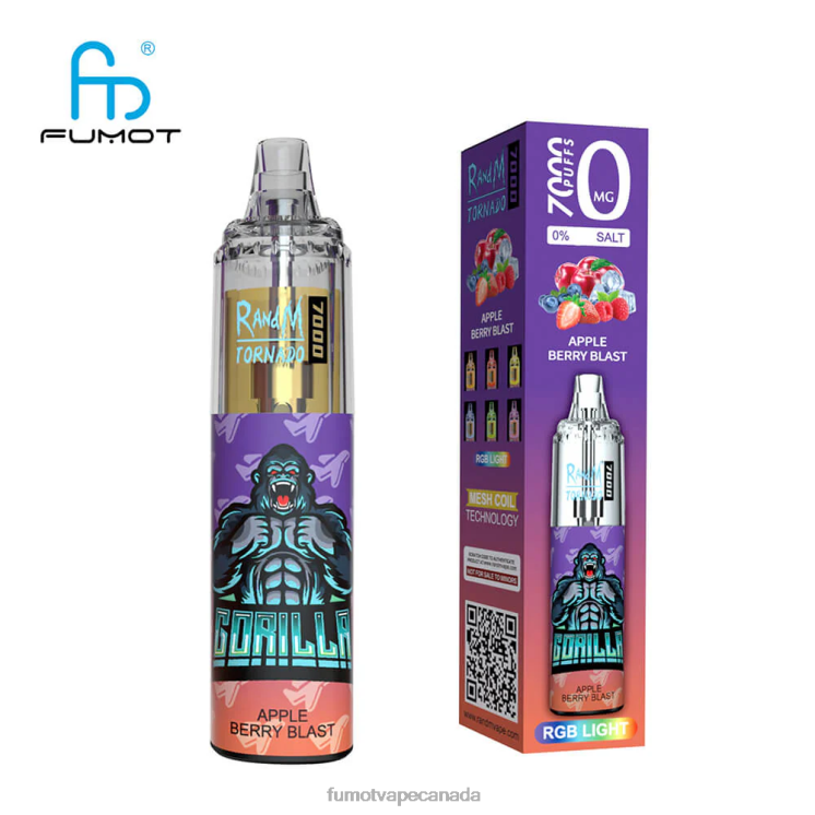 Fumot Tornado 8D68N496 0% 7000 Disposable Vape Pen - 14ML (1 Piece) Apple Berry Blast Fumot tech