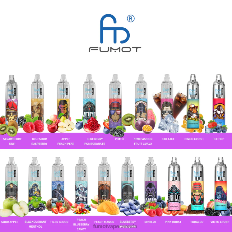 Fumot Tornado 8D68N496 0% 7000 Disposable Vape Pen - 14ML (1 Piece) Apple Berry Blast Fumot tech