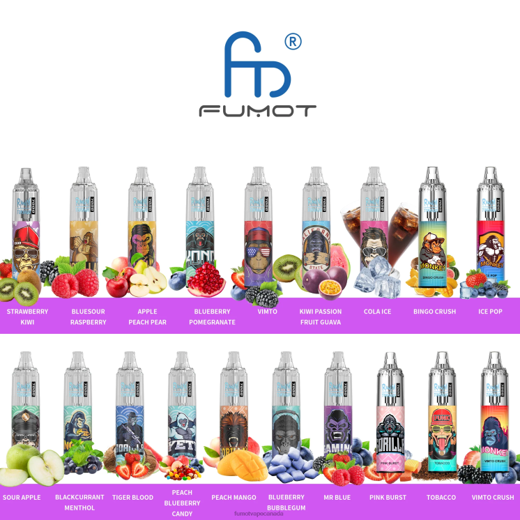 Fumot Tornado 8D68N518 0% 7000 14ML Disposable Vape Pen (1 Piece) Gummy Bear Fumot disposable vape